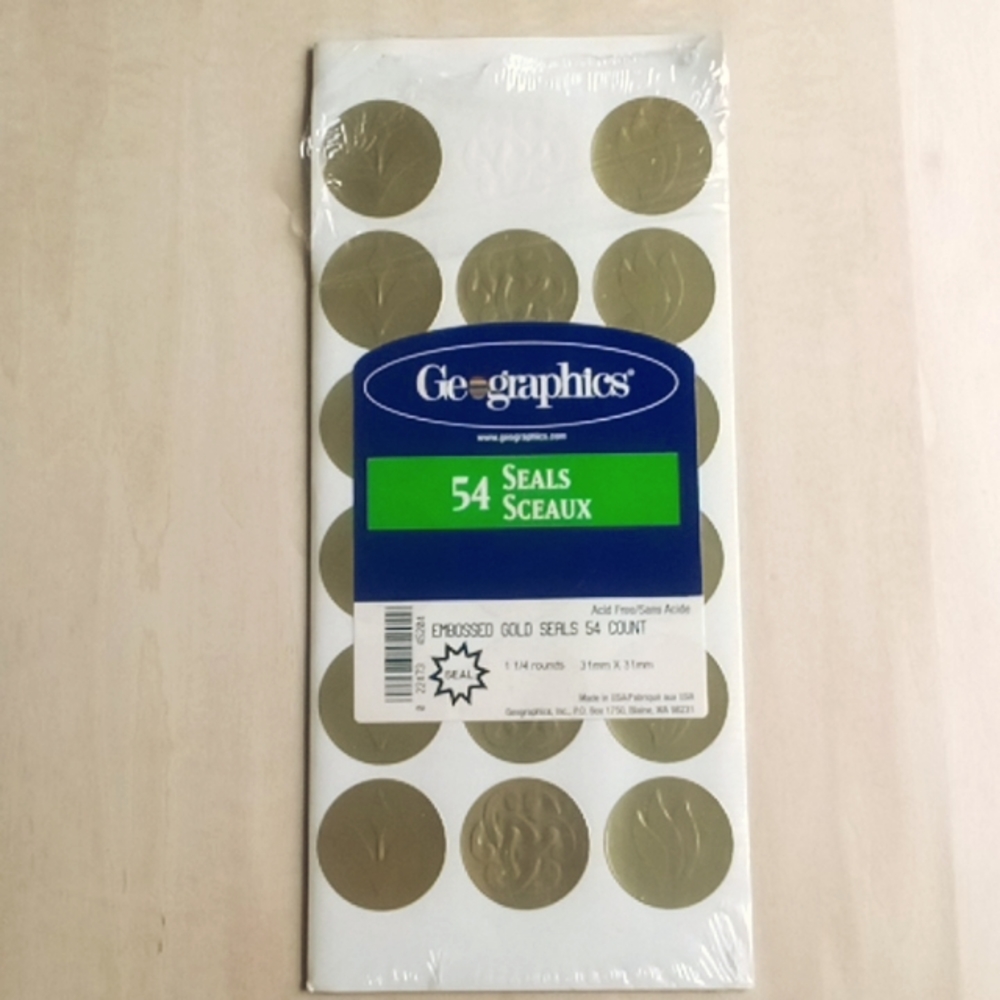 2/$15 Seals 53 Embossed Gold Foil